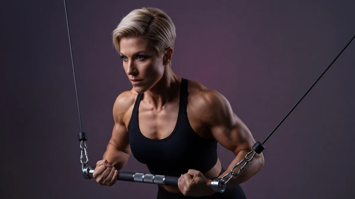 Lifter performing a cable row as part of a back and bicep workout session