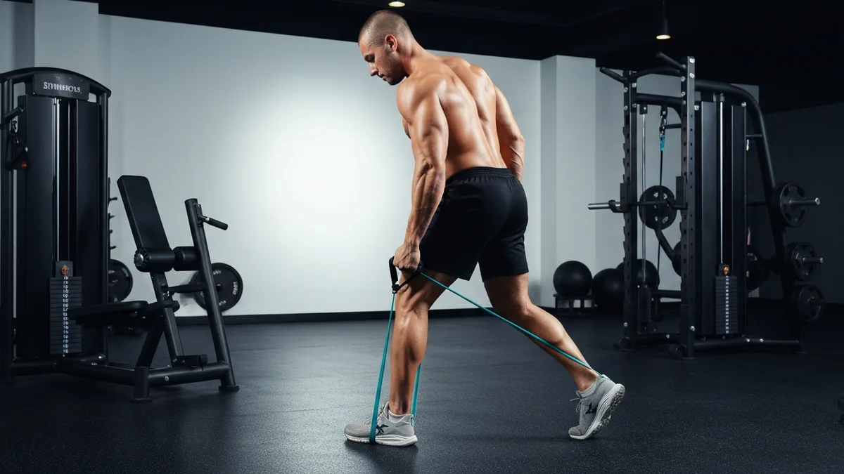 Exercise equipment arranged for lower back pain rehabilitation including stability ball and resistance bands