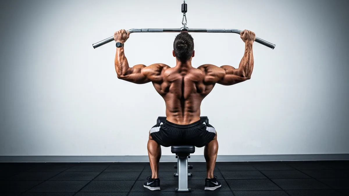 Collection of different lat pulldown bar attachments including wide bar, V-handle, and MAG grip
