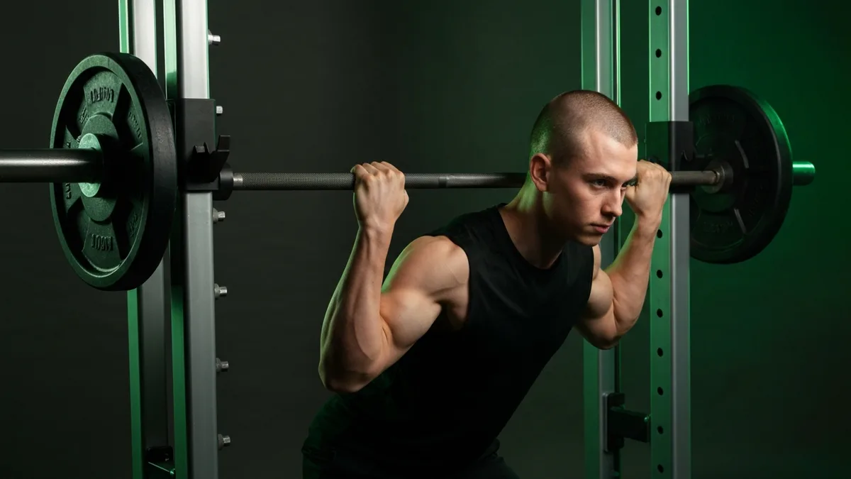 Person performing a Smith machine bent-over row with proper form