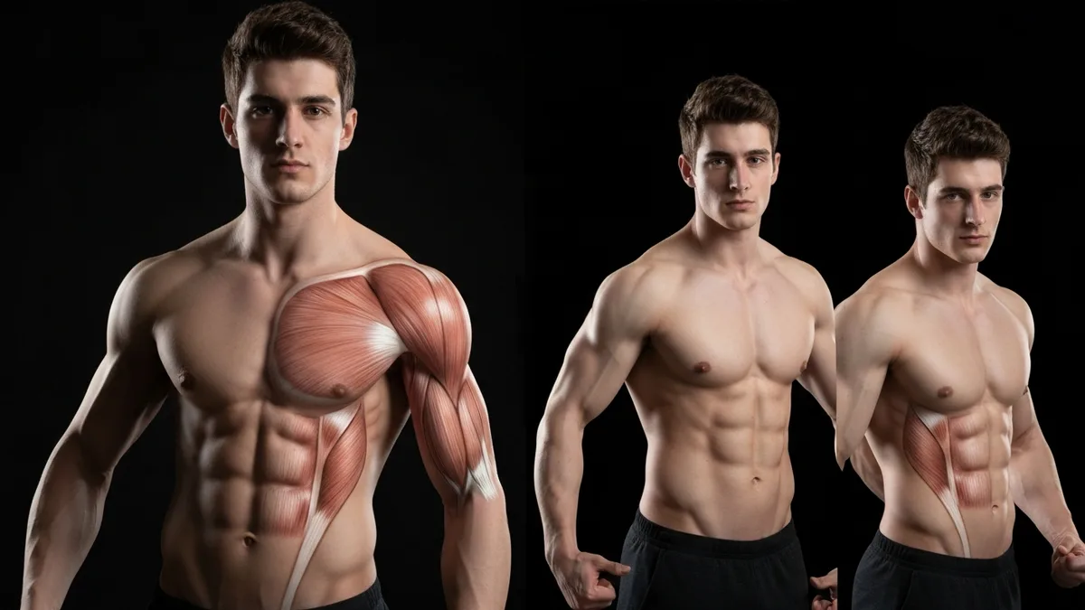 Anatomical illustration of the trapezius muscle showing upper, middle, and lower regions